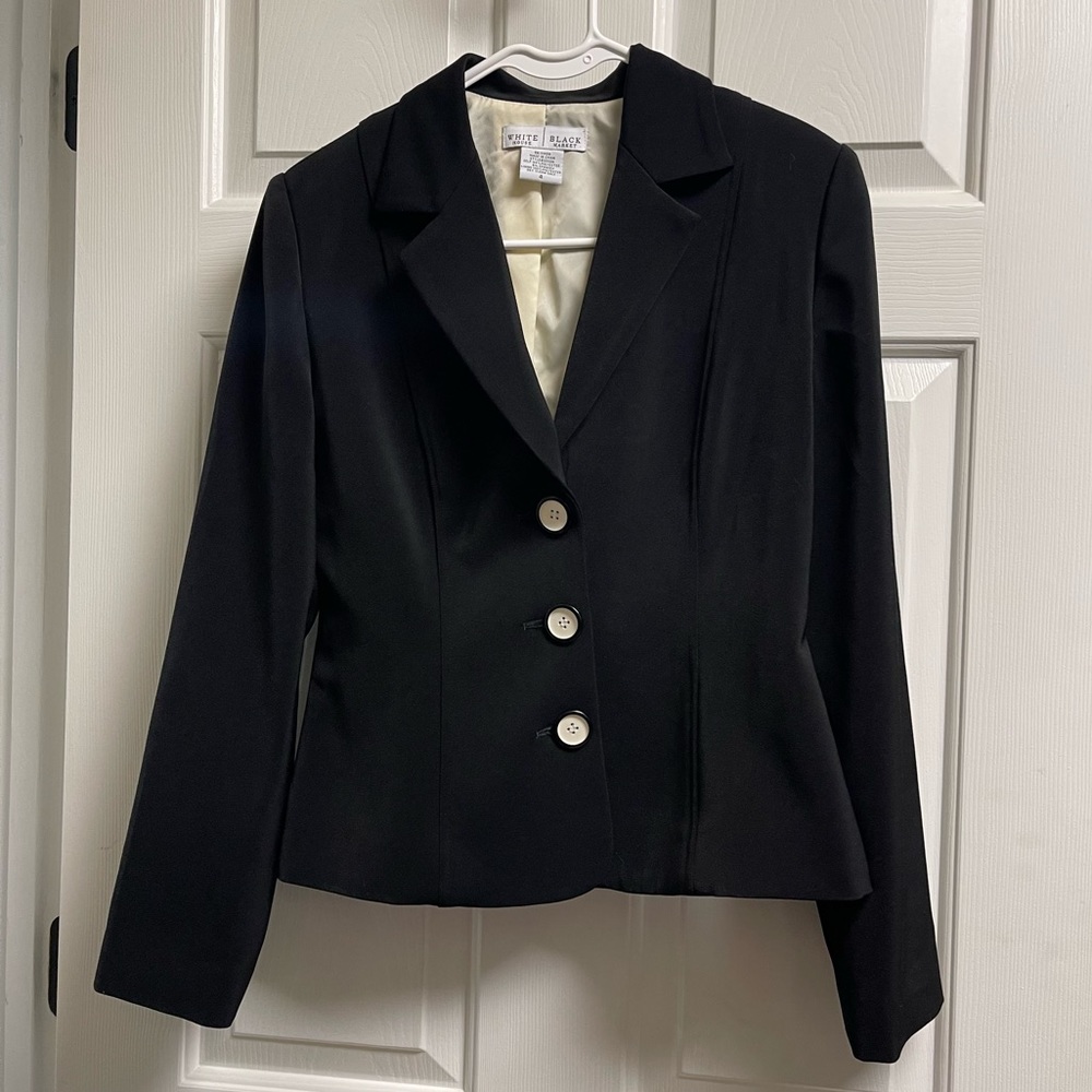 White House Black Market Ladies Blazer Jacket Black Size 4